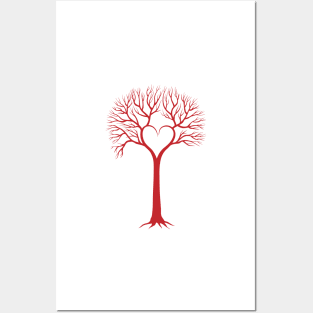 red love tree with heart branches Posters and Art